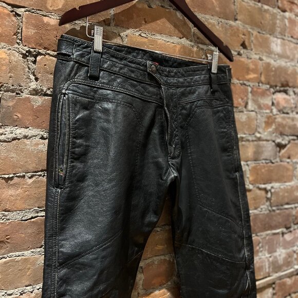 Diesel “Industry Division” Black Washed Leather Pants - Picture 5 of 12